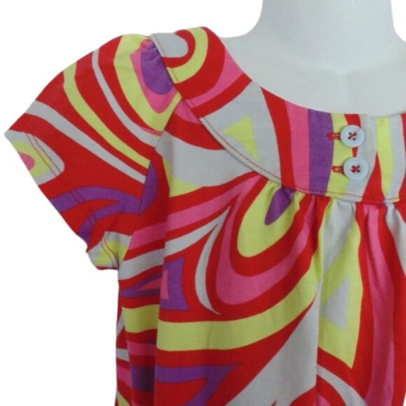 HANNA ANDERSSON Dress, 120/6x-7, Colorful Psychedelic Print, Shift, Short slvs - Picture 7 of 10
